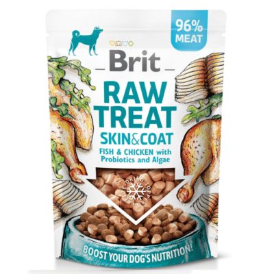 Brit Raw Treat Peau & Poil. Friandise et garniture lyophilisée. Poisson & Poulet, 40 g