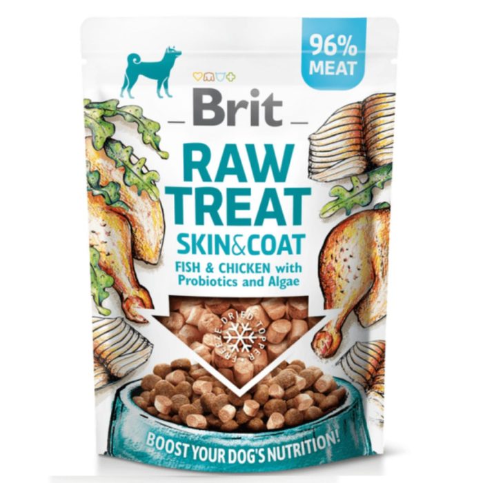 Brit Raw Treat Peau & Poil. Friandise et garniture lyophilisée. Poisson & Poulet, 40 g