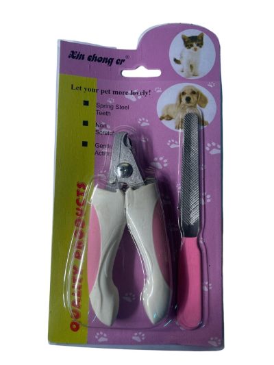 Coupe-ongles pour animaux de compagnie avec tête en acier inoxydable, poignée et lime pour chiens, lapins, chats