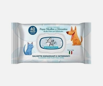 Lingettes Leopet  humides pour chiens et chats Eau micellaire et chlorhexidine 40 pcs.