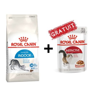 Royal Canin Indoor (pour chats) 2 kg + Pâtée Instinctive Offerte