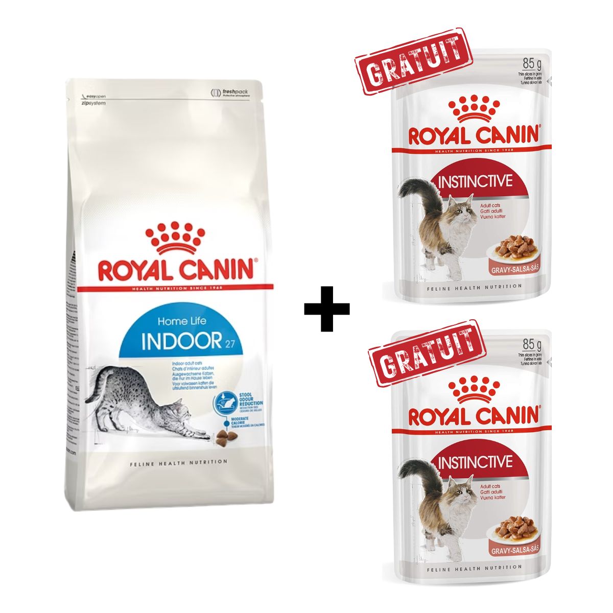 Royal Canin Indoor (pour chats) 2 kg + 2 Pâtées Instinctive Offertes Royal Canin Indoor (pour chats) 2 kg + 2 Pâtées Instinctive Offertes