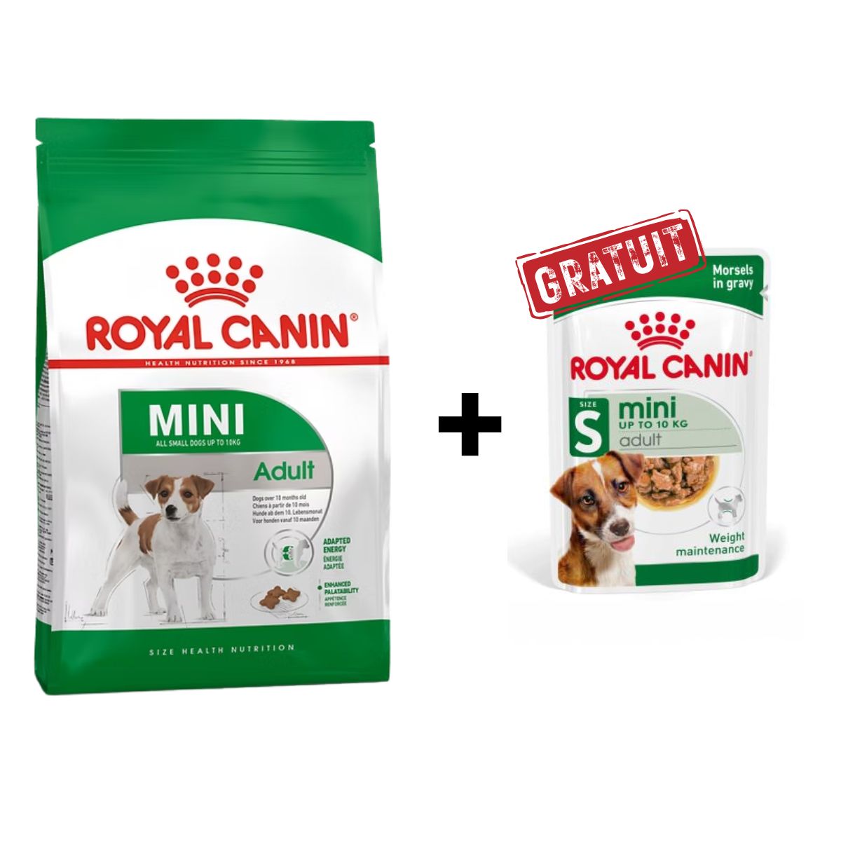 Royal Canin Mini Adult (pour chiens) 2 kg + 1 Pâtée Mini Adult Offertes