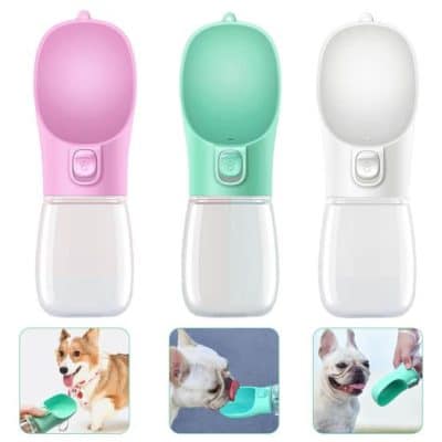 Bouteille d'eau pliable pour chien & Chat avec filtre à charbon actif avancé, bouteille d'eau portable anti-fuite, pliable et légère pour la promenade (350 ml)