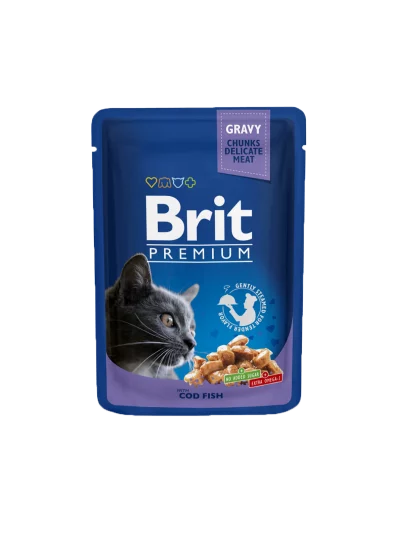 Brit Premium Cat Aliment Humide Chat Pouches with Cod Fish 100 G