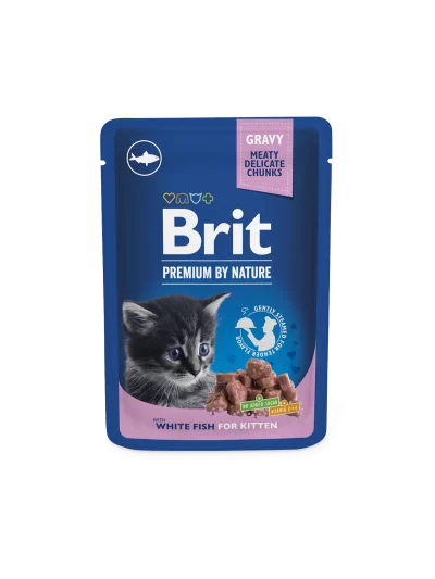 Brit Premium Aliment Humide Chat Chunks with White Fish in Gravy for Kittens 100 G