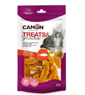 Camon Friandises pour chats Saumon, Poulet et Patate Douce 60g