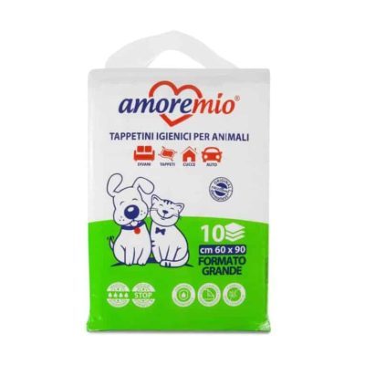 AMORE MIO | Tapis hygiéniques jetable pour Chiens, Chats, Super absorbants, traverses 60x90cm apprentissage de la propreté des chiots en phase de toilettage