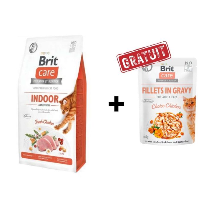 Brit Care indoor anti stress 2 kg + Brit Care Gravy Offert