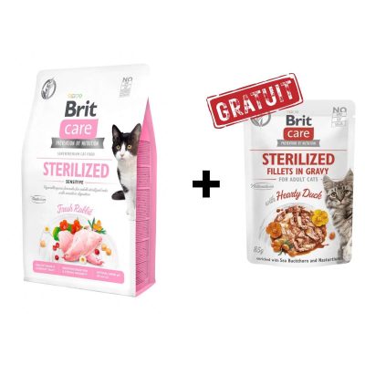 Brit Care sterilized sensitive 2 kg + Brit Care Sterilized Gravy Offert