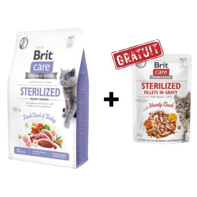 Brit Care sterilized weight control 2 kg + Brit Care Sterilized Gravy Offert