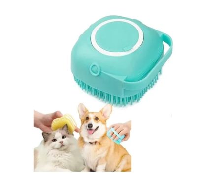 Brosse pour chien, Brosse Chat, Brosse de Bain en Silicone Brosse de Massage Distributeur de Shampooing pour Douche Toilettage