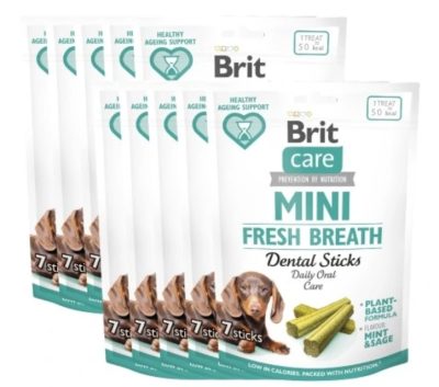 Brit Care Chien Mini Snacks Bâtonnets Dentaires Haleine Fraîche 120g 7pcs