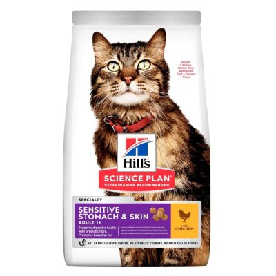 HILL’S SCIENCE PLAN Aliment Sec pour Chat Adulte Sensitive Stomach & Skin Poulet 1,5 Kg