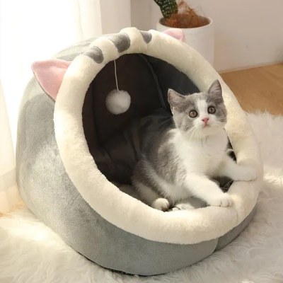 Maison pour chat/chien de petite taille/ en peluche douce avec coussin