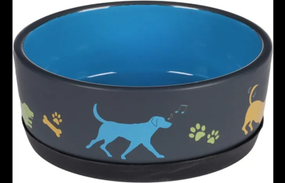 Gamelle pour la nourriture et l’eau Cori Rond Gris foncé & Bleu 500ml