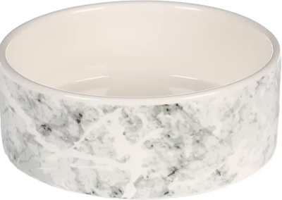GAMELLE POUR LA NOURRITURE ET L’EAU CHIEN MARMI CERAMIQUE GRIS ROND 400ML 13,5×4,5CM