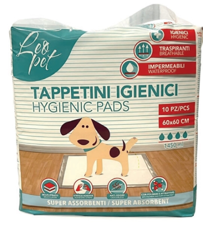 LeoPet – TAPIS ABSORBANT AVEC BANDES AHESIVES 60*60  10 PCS