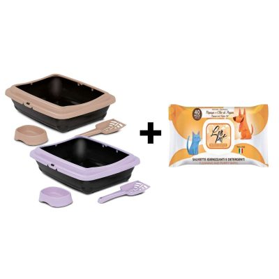Pack Hygiène Chat – Bac à litière Kikakat + Lingettes Papaye & Huile d’Argan