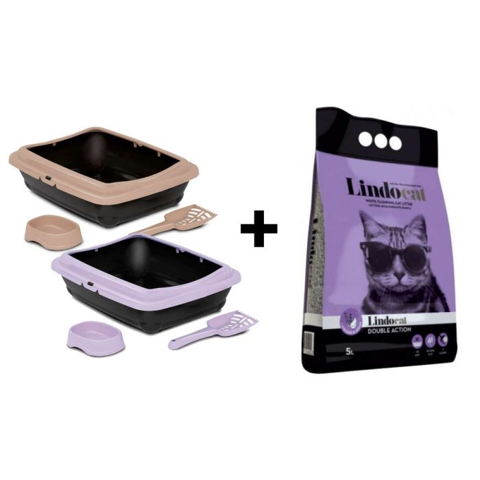 Pack Hygiène Chat – Bac à litière Kikakat + Litière Lavande Compact 5L