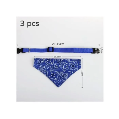 Bandana pour Chat/Chien - S/M - BLEU  - Ajustable - Tissu en Polyester