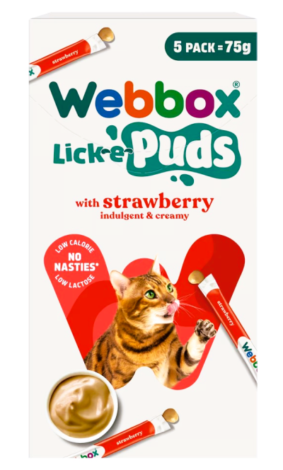 Webbox Lick-e-Puds Gâteries pour chats - Fraise 5 paquet