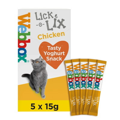 Webbox Chicken Lick-E-Lix Gâteries pour chats 5 x15g