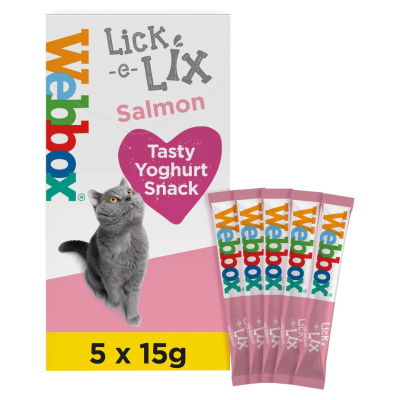 Webbox Lick-e-Lix Gâteries pour chats - Saumon 5 x 15g