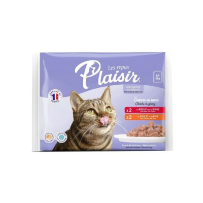 Plaisir Chat Stérilisé Viande En Sauce Pochons – 4 X 85 G (82508)