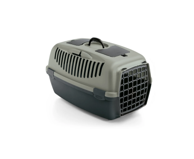 Cage de transport pour animaux de compagnie avec porte en plastique - Gris