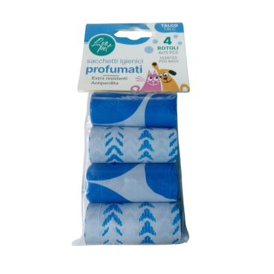 leo pet Sacs hygiéniques parfumés au talc couleurs assorties 4x15pc