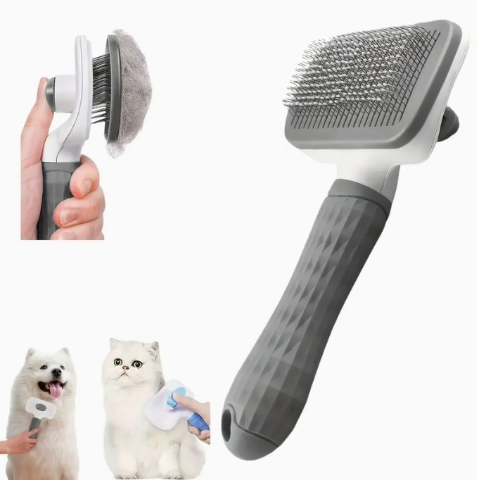Brosse de toilettage facile à nettoyer pour chats et chiens Gris Brosse de toilettage facile à nettoyer pour chats et chiens Gris