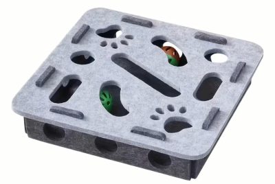 Boite de jouets pour chat avec motif de patte Carré / Gris