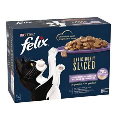 PURINA FELIX Deliciously sliced  Sélection de Favoris en Gelée 12 x 80 g