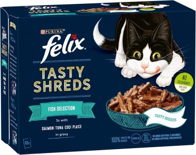 FELIX Tasty Shreds  Sélection de Poissons en Sauce (12 x 85 g)