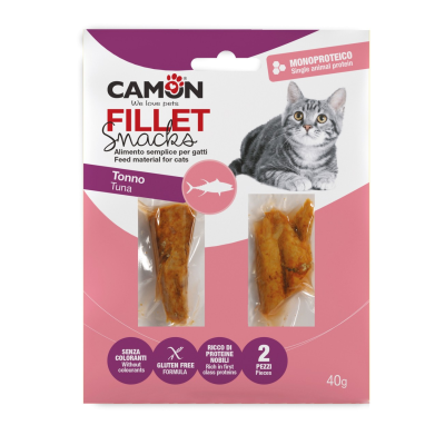 Snack Camon Gatto Filets de thon 2 pièces 40g, snack naturel monoprotéine