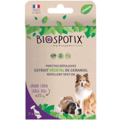 Pipette Répulsive Antiparasitaire – GRAND CHIEN +20kg – BIOSPOTIX – 1 Pipette