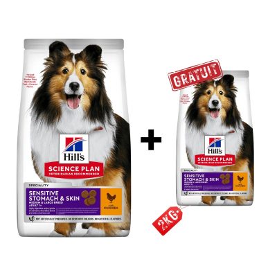 Hill’s Science Plan Aliment Pour Chien Adulte De Taille Medium Et Grande Sensitive Stomach and Skin Au Poulet 14kg