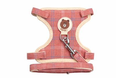 Harnais pour chien et chat Rouge à carreaux avec laisse