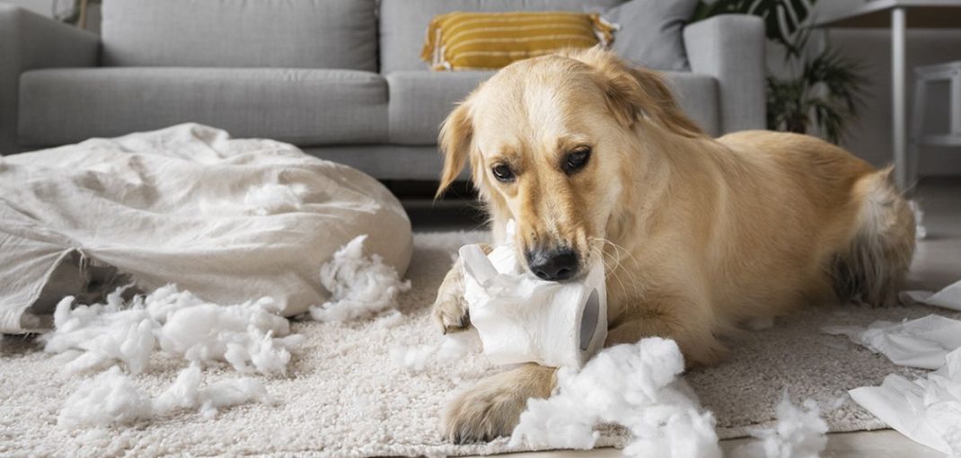 chien détruit tout à la maison