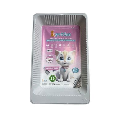 Bac à litière et Pelle jetable pour chat avec litière pour chat et poudre pour bébé 2,7L