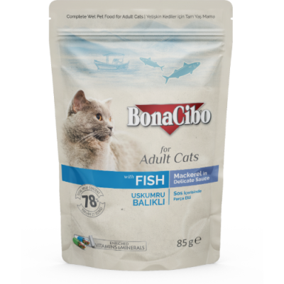 Bonacibo Pâtée Premium au Poisson pour Chat Adulte  85g