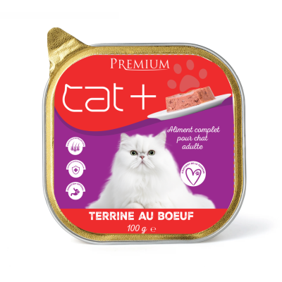 Pâtée Cat+ Premium au Bœuf pour Chat Adulte 100g