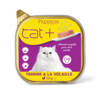Pâtée Cat+ Premium au Poulet pour Chat Adulte 100g