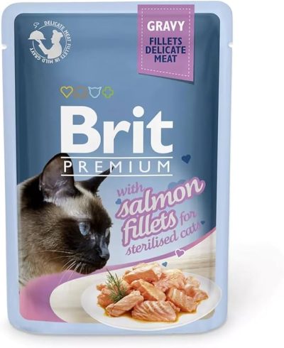Brit Premium Fillets in Gravy with Salmon for Sterilised Cats 85g