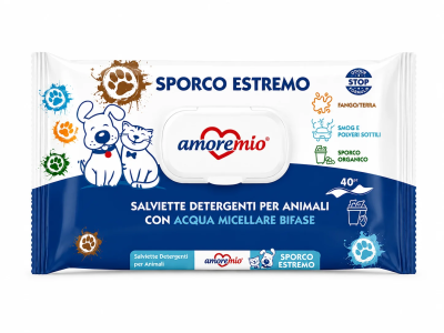 Lingettes Amoremio pour chiens et chats Sporco Estremo (40 PCS)