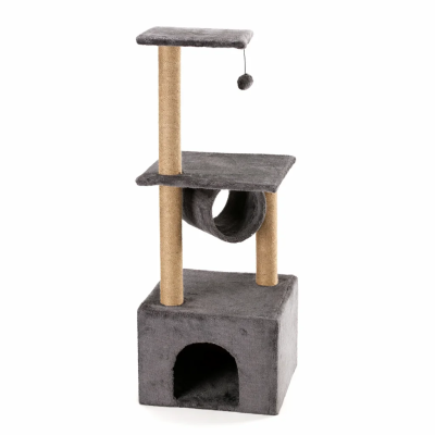 Arbre à Chat Compact avec Niche, Tunnel Suspendu et Griffoirs 