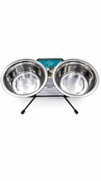Leo Pet Double Gamelle Surélevée en inox 900ml pour Animaux