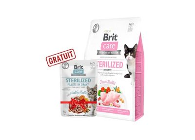 Brit Care Chat Sterilized Sensitive Sans Cereales 400g +Pochon Gratuit