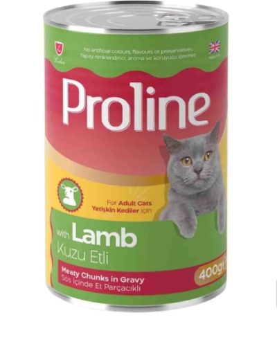 Proline pate avec morceaux d’agneau et viande dans une sauce 400 g